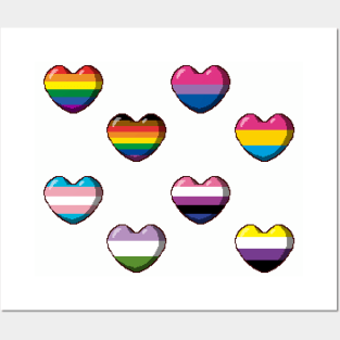 Pride Flags Heart Pixel Art Pack 1 Posters and Art